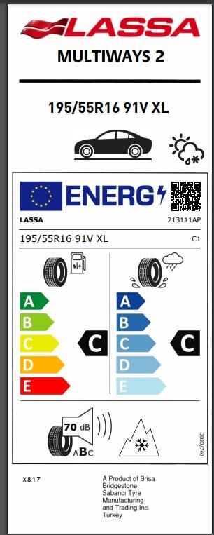 195/55R16 91V XL MULTIWAYS 2 LASSA