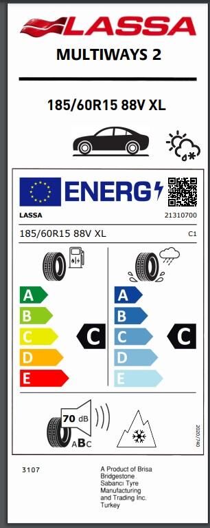 185/60R15 88V XL MULTIWAYS 2 LASSA