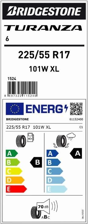 225/55R17 101W XL TURANZA 6 BRIDGESTONE