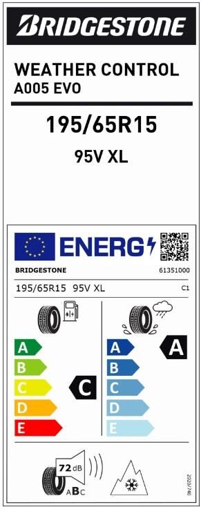 195/65R15 95V XL A005 EVO BRIDGESTONE