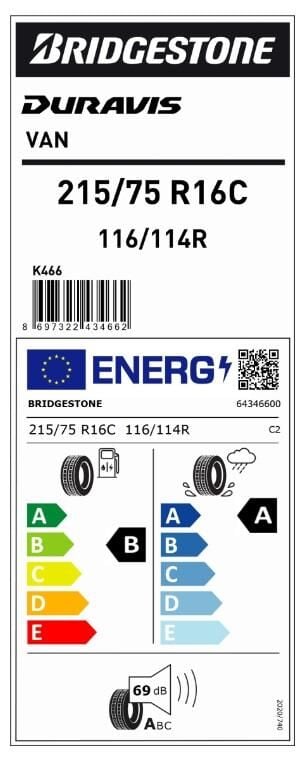 215/75R16 C 116/114R DURAVIS VAN BRIDGESTONE