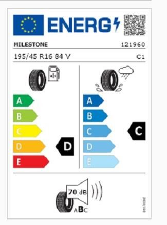 195/45R16 TL 84V REINF. CARMILE SPORT MILESTONE