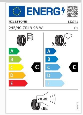 245/40R19 TL 98W REINF. CARMILE SPORT MILESTONE