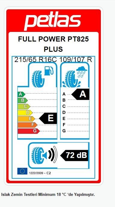 215/65R16 C TL 109/107R 8PR FULL POWER PT825 PLUS PETLAS
