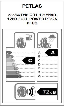 235/65R16 C TL 121/119R 12PR FULL POWER PT825 PLUS PETLAS