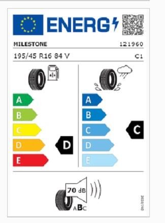 195/45R16 TL 84V REINF. CARMILE SPORT MILESTONE