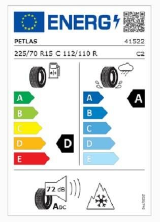 225/70R15 C TL 112/110R 8PR FULL GRIP PT935 PETLAS