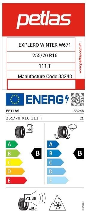 255/70R16 TL 111T EXPLERO WINTER W671 PETLAS