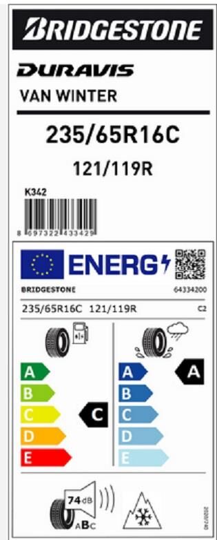 235/65R16 C 121/119R DURAVIS VAN WINTER BRIDGESTONE