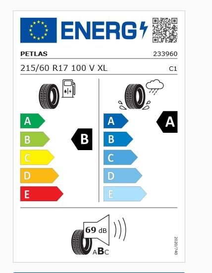 215/60R17 TL 100V XL PRIME COMFORT PETLAS