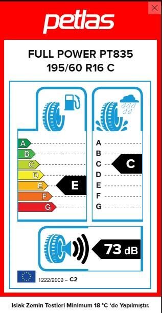 195/60R16 C TL 99/97T 6PR FULL POWER PT835 PETLAS