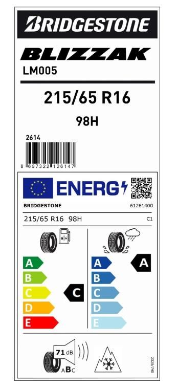 215/65R16 98H BLIZZAK LM005 BRIDGESTONE
