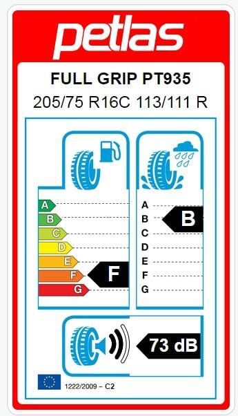 205/75R16 C TL 113/111R 10PR FULL GRIP PT935 PETLAS