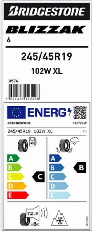 245/45R19 102W XL BLIZZAK 6 BRIDGESTONE