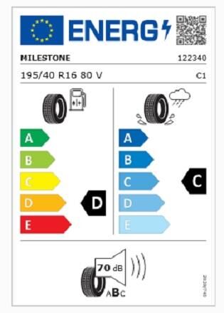 195/40R16 TL 80V REINF. CARMILE SPORT MILESTONE