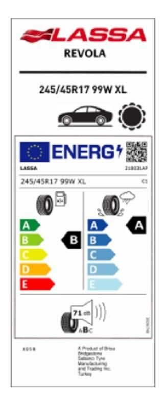 245/45R17 99W XL REVOLA LASSA