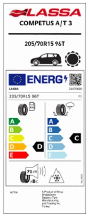 205/70R15 96T COMPETUS A/T 3 LASSA