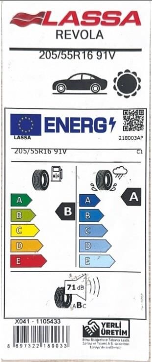 205/55R16 91V REVOLA LASSA