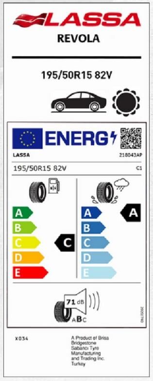 195/50R15 82V REVOLA LASSA