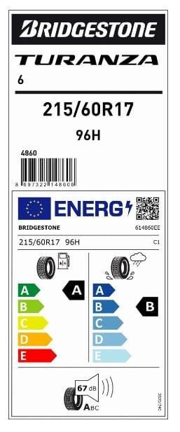 215/60R17 96H TURANZA 6 BRIDGESTONE