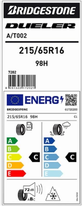 215/65R16 98H DUALAER A/T 002 BRIDGESTONE