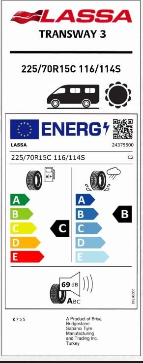 225/70R15 C 116/114S TRANSWAY 3 LASSA