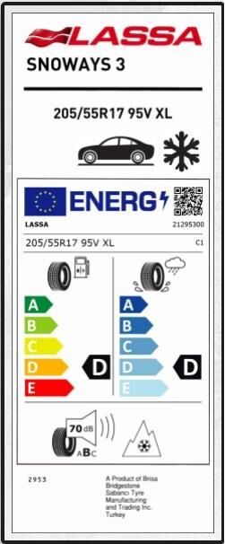 205/55R17 95V XL SNOWAYS 3 LASSA
