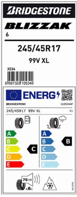 245/45R17 99V XL BLİZZAK 6 BRIDGESTONE