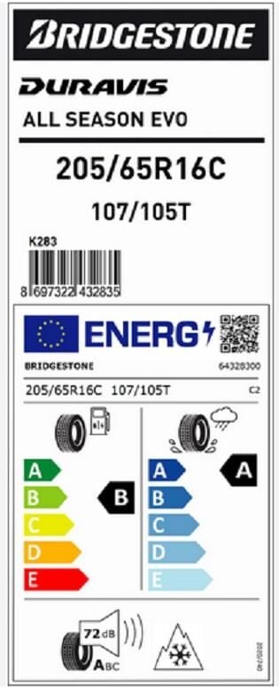 205/65R16 C 107/105T DURAVIS A/S EVO BRIDGESTONE
