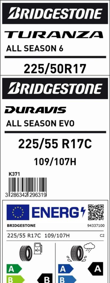 225/55R17 C 109/107H DURAVIS A/S EVO BRIDGESTONE