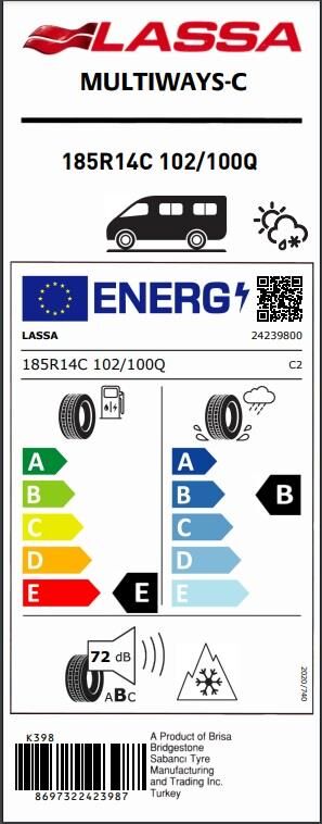 185R14 C 102/100Q 8PR MULTIWAYS-C LASSA