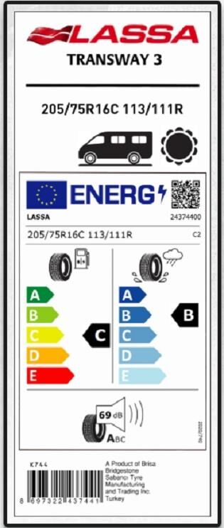 205/75R16 C 113/111R 10PR TRANSWAY 3 LASSA