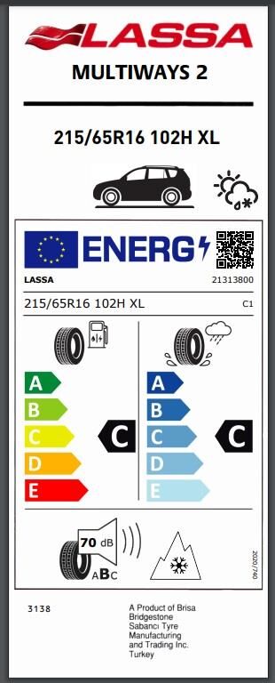 215/65R16 102H XL MULTIWAYS 2 LASSA