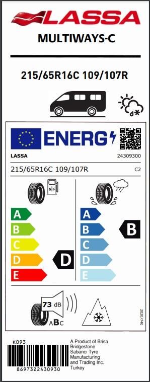 215/65R16 C 109/107R MULTIWAYS-C LASSA
