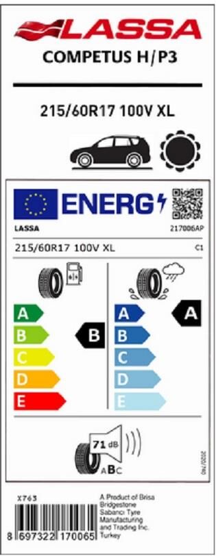 215/60R17 100V XL COMPETUS H/P 3 LASSA