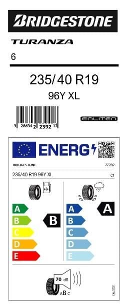 235/40R19 96Y XL TURANZA 6 BRIDGESTONE