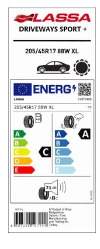 205/45R17 88W XL DRIVEWAYS SPORT + LASSA