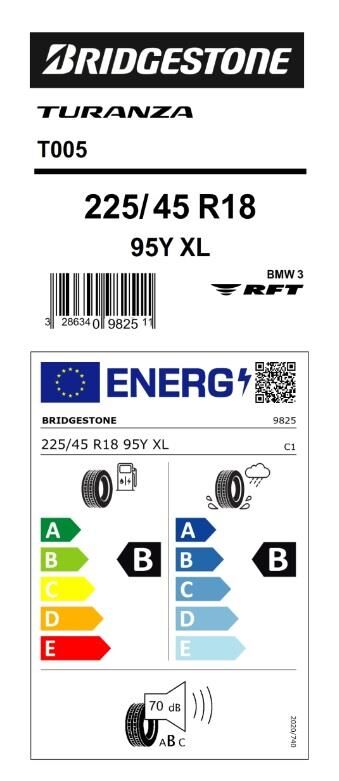 225/45R18 95Y XL T005 RFT DRIVEGUARD BRIDGESTONE