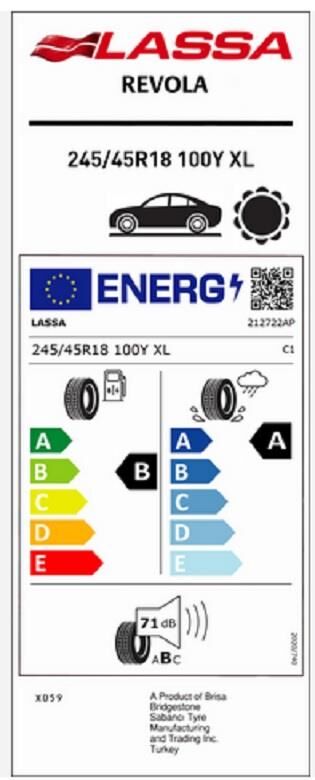245/45R18 100Y XL REVOLA LASSA