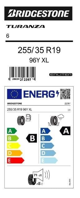 255/35R19 96Y XL TURANZA 6 BRIDGESTONE