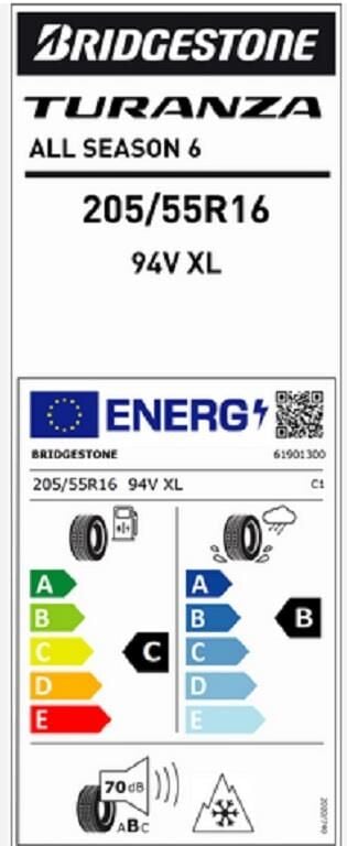 205/55R19 97V XL TURANZA ALL SEASON 6 BRIDGESTONE
