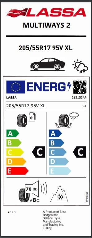 205/55R17 95V XL MULTİWAYS 2 LASSA