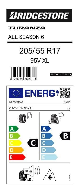 205/55R17 95V XL TURANZA ALL SEASON 6 BRIDGESTONE
