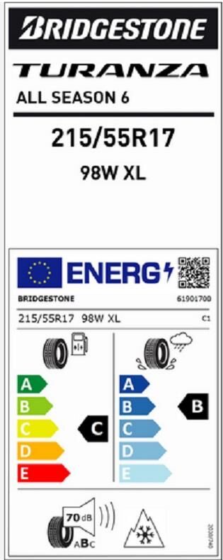 215/55R17 98W XL TURANZA ALL SEASON 6 BRIDGESTONE