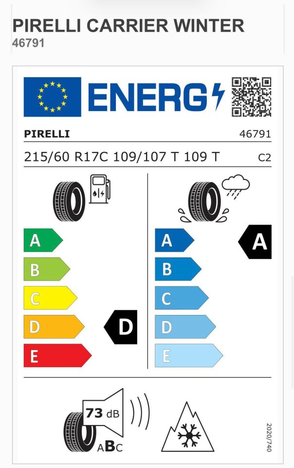 215/60R17 C 109T CARRIER WINTER PİRELLİ