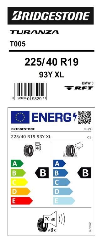 225/40R19 93Y XL T005 RFT BRIDGESTONE