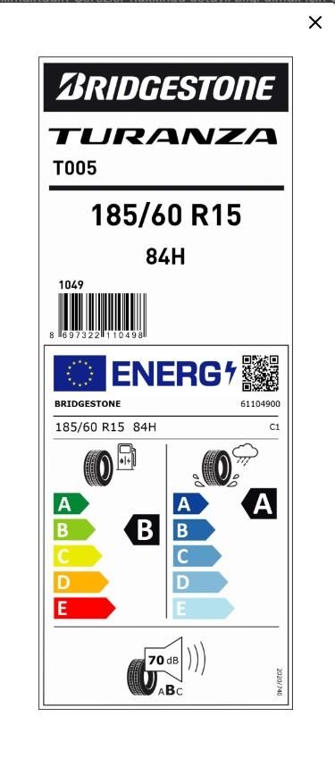 185/60R15 84H T005 BRIDGESTONE