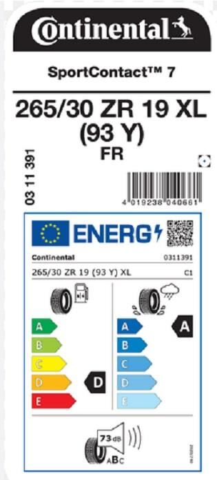 265/30R19 93Y XL SPORT CONTACT 7 FR CONTİNENTAL