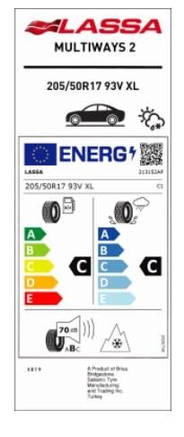 205/50R17 93V XL MULTİWAYS 2 LASSA