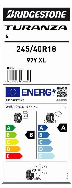 245/40R18 97Y XL TURANZA 6 BRIDGESTONE